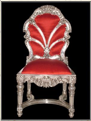 Red And Siliver High Back Royal Wooden Chair