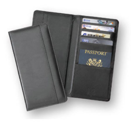 Black Multipocket Leather Passport Holder