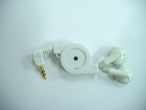 White Retractable Earphone 3.5mm