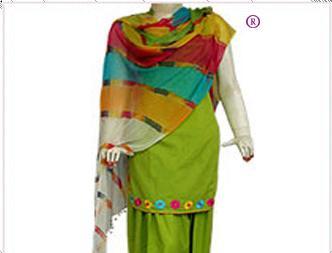 Parrot Green Ladies Sleeveless Cotton Salwar Kameez