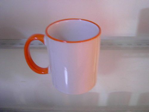 White Mug With Red Rim And Handle Size: 8.1*9.5Cm