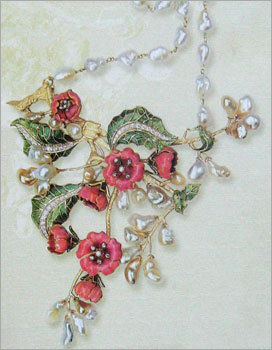 Multicolour Floral Design Gold Necklace