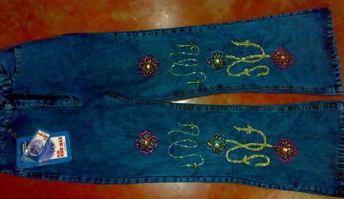 Breathable Ladies Embroidered Jeans Pant