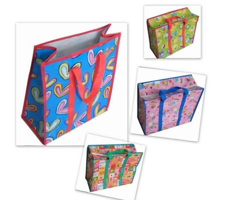 Colored Woven Bag - 150gsm Glossy Fabric, 40x45x20cm Size with Textile Tape Handles - 5-Color Printing