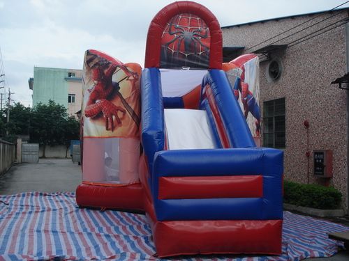 Red And Blue Multicolour Inflatable Spiderman Slide