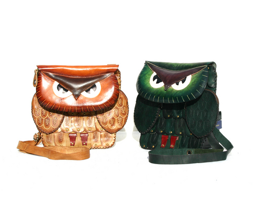 Handmade Leather Owl Bags