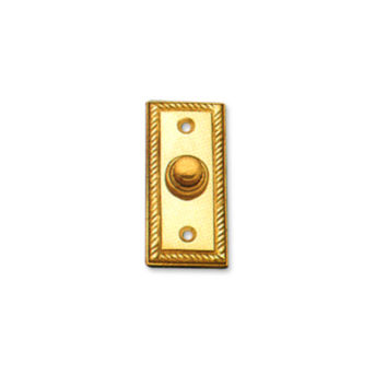 Brass Bell Push Oblong Geo