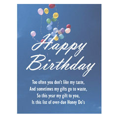 Printed Birthday Greeting Card Size: Various