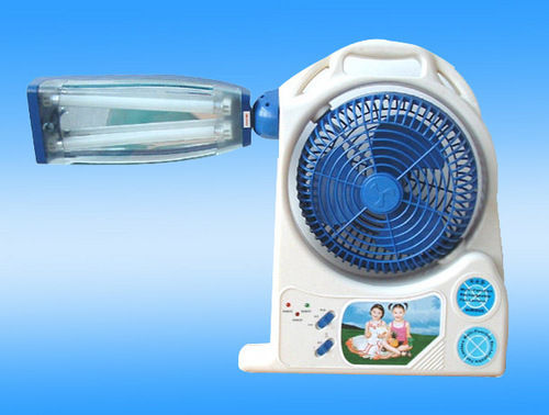 8" Rechargeable Fan With Emergency Fluorescent Lamp