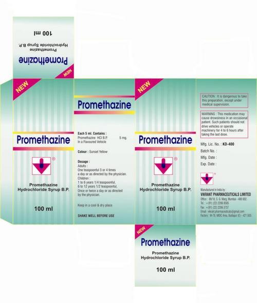 Promethazine Syrup - 5 mg Promethazine HCL per 5 ml, Sunset Yellow Flavored Liquid