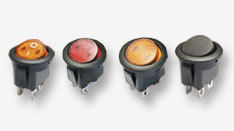 Multicolor Single And Double Pole Round Rocker Switch