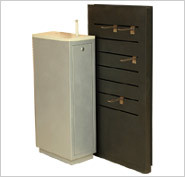 Mobile Holder & Slat Wall Display - MDF Varied Dimensions Dark Brown | Lockable Storage Adjustable Slatwall Retail-Ready