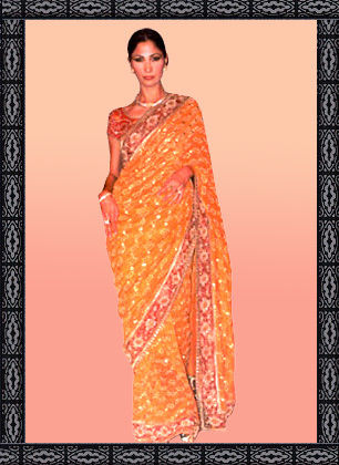 Designer Rust Georgette Sarees