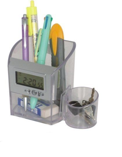 Pen Holder with Digital Clock