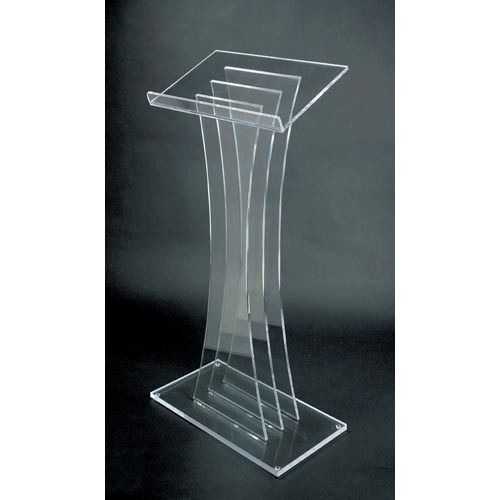 Simple Structure Water Clear Floor Acrylic Lectern