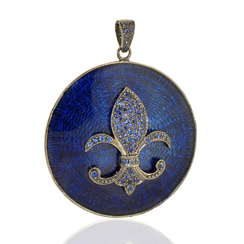 Enamel Gemstone Designer Sterling Silver Pendant