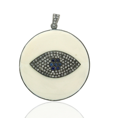 Enamel Gemstone Evil Eye Diamond Designer Gift Pendant