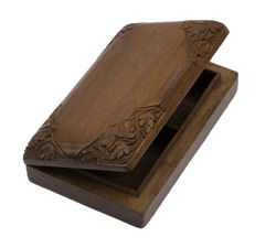 Semi Carved Walnut Wood Box