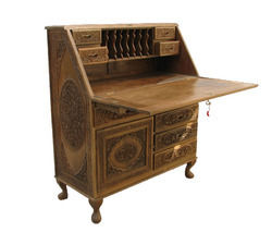 Wood Writing Desk With Front Falling Shelf