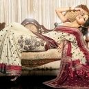 Cream With Maroon Saree