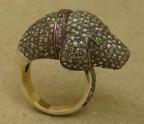 Dog Pave Diamond Ring