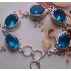 Facited Glass Stone Metal Bracelet