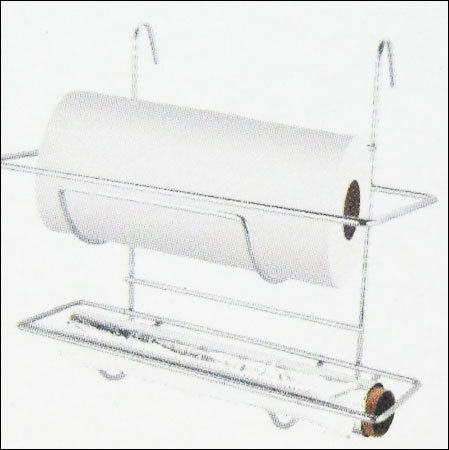 Hanging 2 Tier Kitchen Roll & Aluminium Foil Holder With Cutter