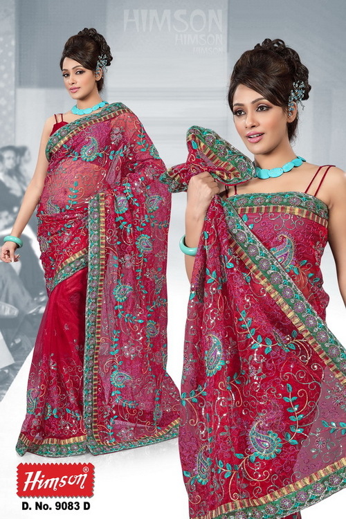 9083 D Beautiful Embroidery Works Sarees