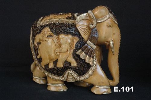 Wooden Painted Shikar Elephant