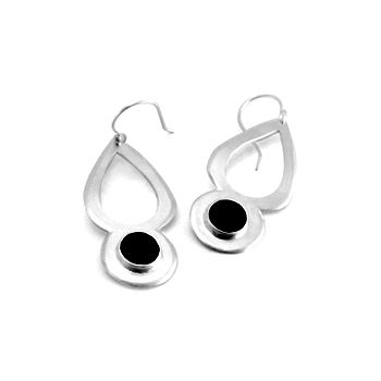 Silver Black Stone Earring