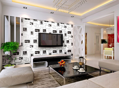 Black and White Vinyl Wallpaper for Living Room