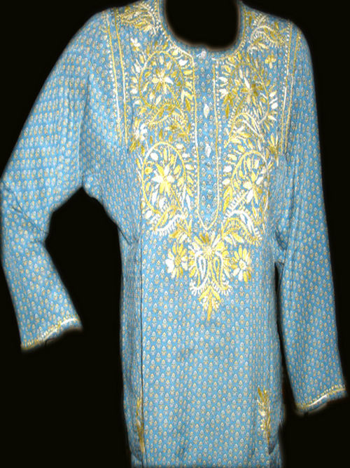 Chikan Ladies Kurta - Silk Thread Embroidery on Neck | Elegant Design, Comfortable Fit