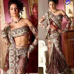 Designer Georgette Sarees With Dupion Border