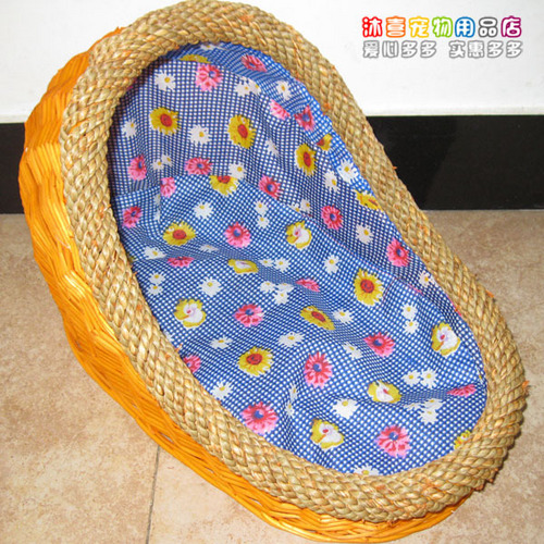 Wicker Pet Baskets - Handwoven Wicker, Oval Shape, Orange | Durable, Comfortable, Stylish, Cozy Fabric Lining