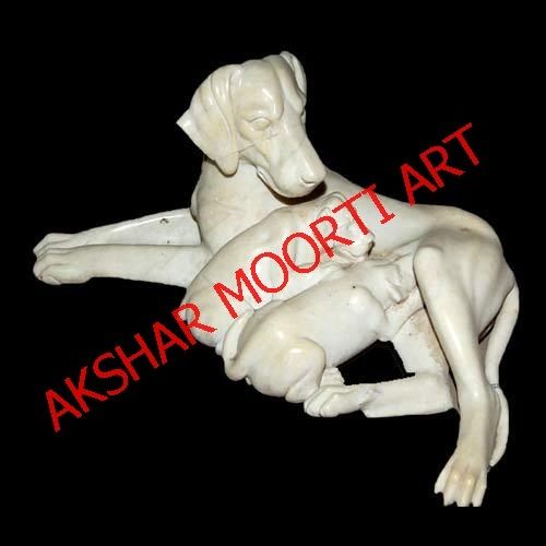 White Marble Dog Statues For Home Decor With Seamless Finish And Durability