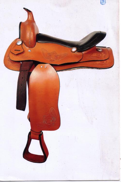 Western Saddle With Embossing And Softy Leather