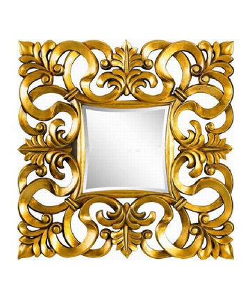 Wooden Framed Wall Decorative PU Mirror