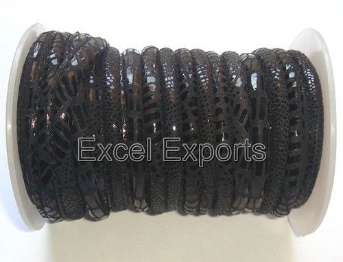 Black Designer Stitched Leather Cords