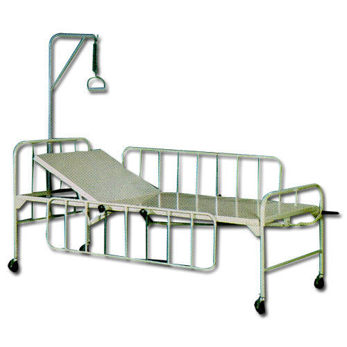 Four Section Bed - MS & Stainless Steel, 2130mm L X 910mm W X 610mm H | Adjustable Head & Leg Positions, Hand Rest Attachment, Mosquito Pole Arrangement, Collapsible Side Rails