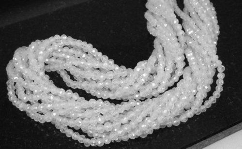 13 Inch Long 3MM Natural White Cubic Zirconia CZ Rondelle Faceted Beads Strand