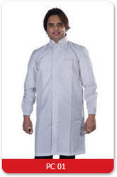 Antistatic Apron Coat - 99% Polyester, 1% Carbon Fabric, 155gsm | Conductive Yarn 10mm Stripe, Elasticated Cuffs, Stud Front Fastening, Available in White and Blue, Sizes M to XXL