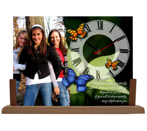 Wooden Base Photo Frame Clock