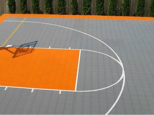 Backyard basketball court tiles