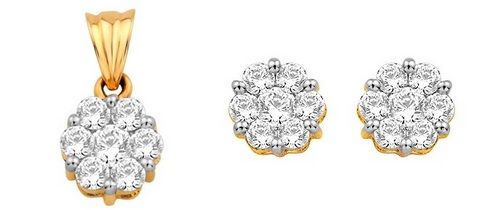 Pendant-Earring Set (2.25 Ct Real Diamonds)