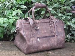 Rare Crackled Leather Duffel Handmade Travel Bag