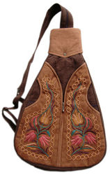 Suede Embroidered Guitar Shaped Bag