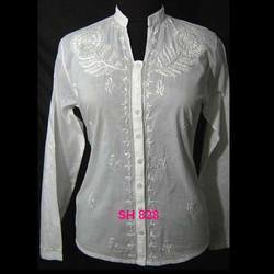 White Shirt With Chikan Work