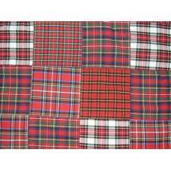 Red Tartan Madras Checks Patchwork Fabric