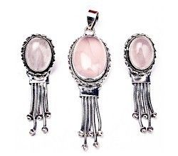 Rose Quartz Pendant Set