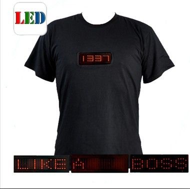 LED T-Shirt with Time and Programmable Message Display